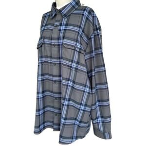 Toad & Co. Watchdog LongSleeve Flannel ButtonUp Shirt Blue/Gray Plaid Mens Large